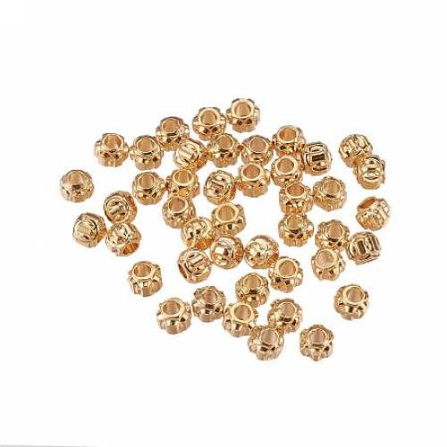 ARRICRAFT Brass Bead Spacers - Real Gold Plated - Lantern - 3x25mm - Hole: 1mm