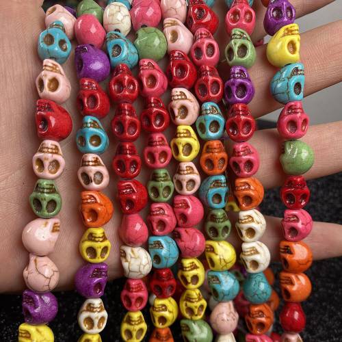 Colorful Skull Synthetic Turquoises Beads Trendy Loose Spacer Beads For Necklace Bracelet Charms Jewelry Making DIY Wholesale