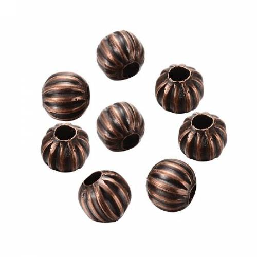 NBEADS 1000g Iron Spacer Beads - Nickel Free - Pumpkin - Red Copper - about 6mm in diameter - hole: 2mm - about 3220pcs/1000g