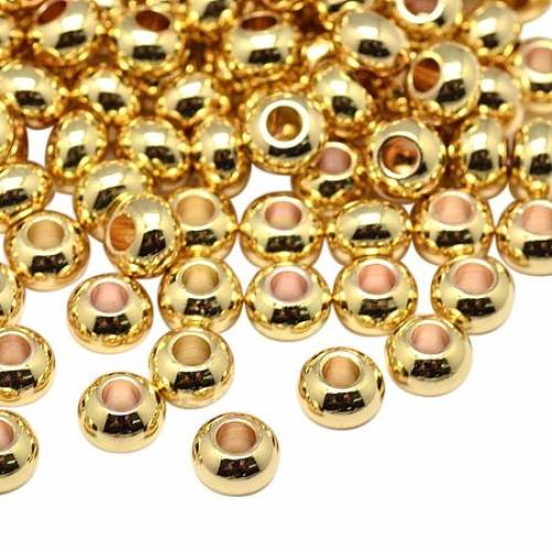 NBEADS 20Pcs 6mm Brass Smooth Round Metal Spacer Beads Loose Beads for DIY Jewelry Making Findings