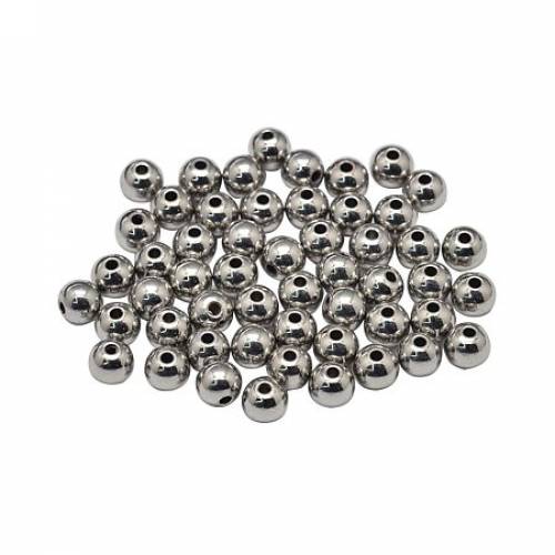 NBEADS 500 Pcs Rack Plating and Vacuum Plating Brass Round Bead Spacers - Cadmium Free & Lead Free - Platinum - 3mm - Hole: 1mm