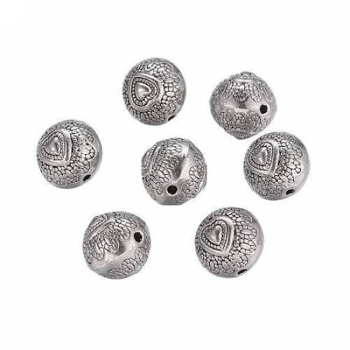 ARRICRAFT About 20pcs Tibetan Style Antique Silver Flat Round Beads Jewelry Findings Accessories for Bracelet Necklace Jewelry Making - 10x8mm -...