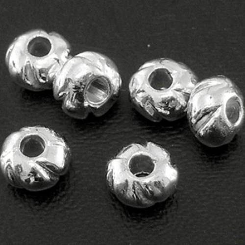 NBEADS 3000 Pcs Tibetan Style Beads - Lead Free & Cadmium Free - Round - Silver Color - Size: about 55mm long - 55mm wide - 35mm thick - hole: 15mm