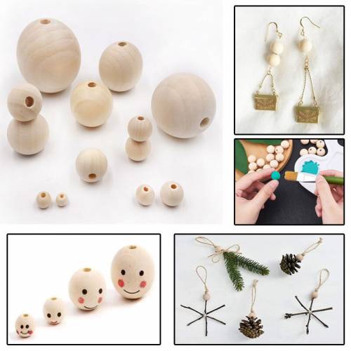 10-500PCS 5-30mm DIY Natural Ball Round Spacer Wooden Beads Lead-Free Wooden Balls Loose Ball Beads