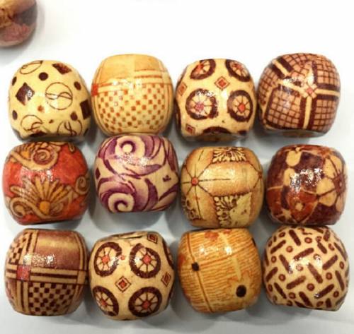 100PC Mix Wooden Bead Tribal Patterned Wood Beads Macrame For For Necklace Bracelet Charms DIY Jewelry Making Hair Accessories