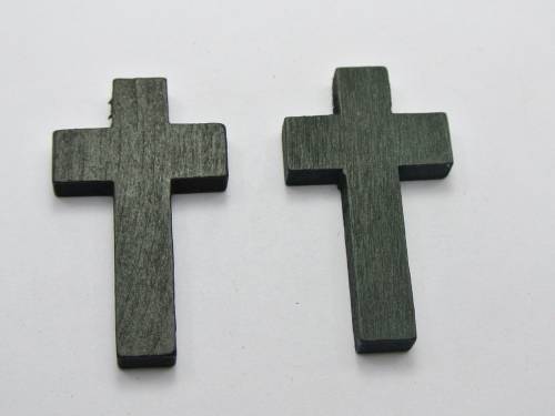50 Black Wooden Cross Beads Charm 42X24mm Wood Pendants