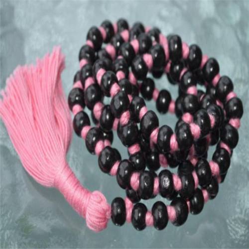 6mm Black Wooden Beads Knot Tassel Mala necklace energy spirituality Wristband Unisex Fancy chain Buddhism cuff Tassel Veins