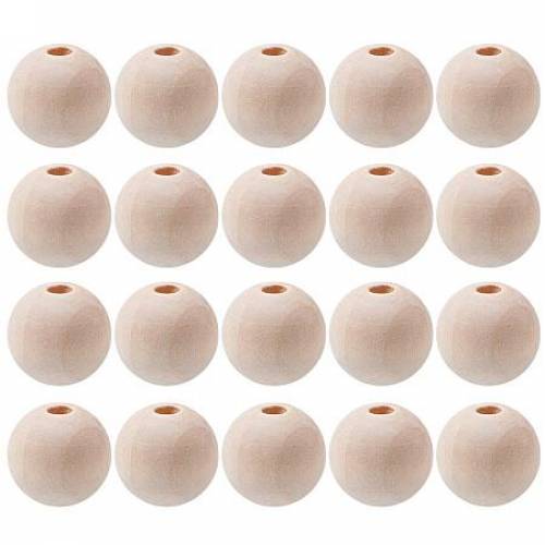 ARRICRAFT 20 Pcs 16mm (3/5 Inch) Natural Unfinished Wood Spacer Beads Round Ball Wooden Loose Beads for Crafts DIY Jewelry Making