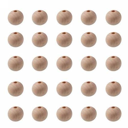 ARRICRAFT 20mm Natural Unfinished Wood Spacer Beads Round Ball Wooden Loose Beads for Crafts DIY Jewelry Making