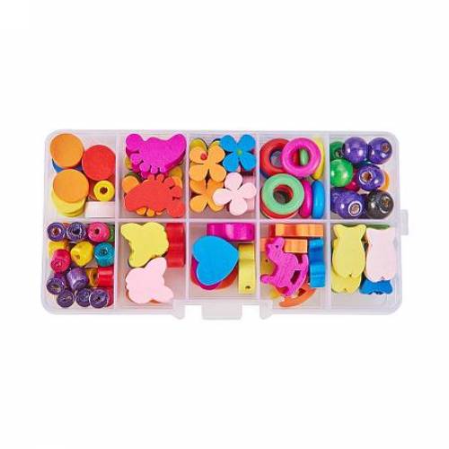 ARRICRAFT 50 Pcs Mixed Color Wood Flower Beads - Children‘s Day Gift Ideas - Dyed - Lead Free - About 19mm Long - 20mm Wide - 5mm Thick - Hole: 2mm...
