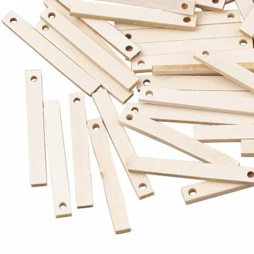 Arricraft About 500pcs Wheat Rectangle Wood Pendants Beads Tags Earring Dangle Charms for Earring Bracelets and Necklace Making 2mm Hole