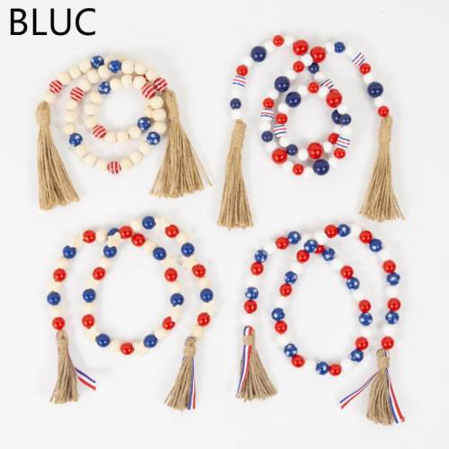 Colorful Wood Beads Creative Beaded Curtain Straps Home Decoration Independence Day Garland Handmade Custom Home Decoration