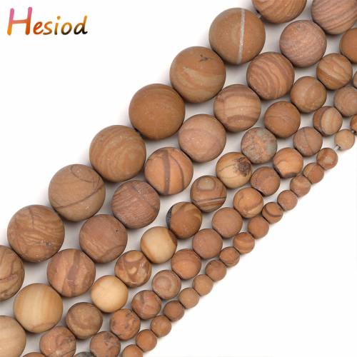 Hesiod 4/6/8/10/12mm Natural Matte Yellow Wood Grain Jaspers Loose Beads 15 Strand for Jewelry DIY Making Bracelets Wholesale