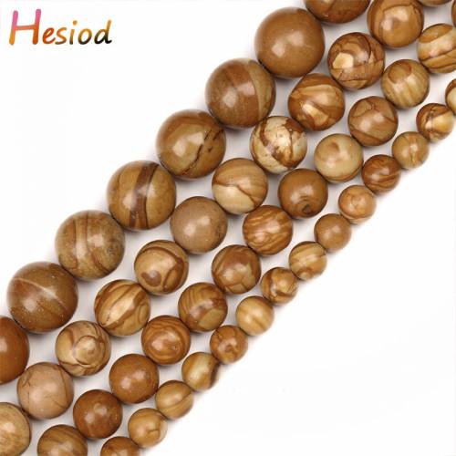 Hesiod Natural Yellow Wood Grain Jaspers Loose Beads 15 Strand 6/8/10/12mm Pick Size For Jewelry Making