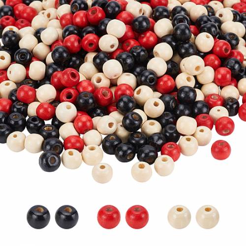 Natural Wood Beads - Round - Mixed Color - 10x85mm - Hole: 35mm - 3 colors - 300pcs/color - 900pcs/set