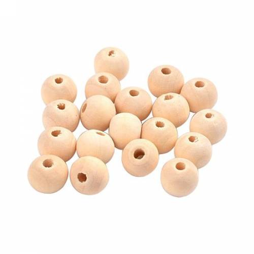 NBEADS 500g Wood Beads - Lead Free - Flat Round - 10mm - Hole: 2mm