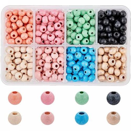 NBEADS 720 Pcs Wood Beads - Spary Painted Wooden Spacer Beads Wood Large Hole Beads for DIY Jewelry Making Craft