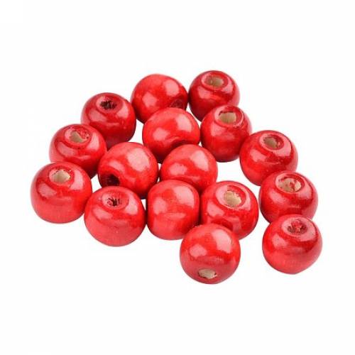 NBEADS Round Wood Dyed Beads for Jewelry Making 1800pcs 1000g(Red)