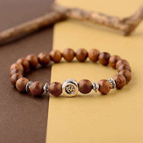 New Classic OM Buddhist 8mm Wood Beads Bracelet Men Homme Ethinc Tibetan Bileklik Mala Prayer Bracelet Yoga For Women