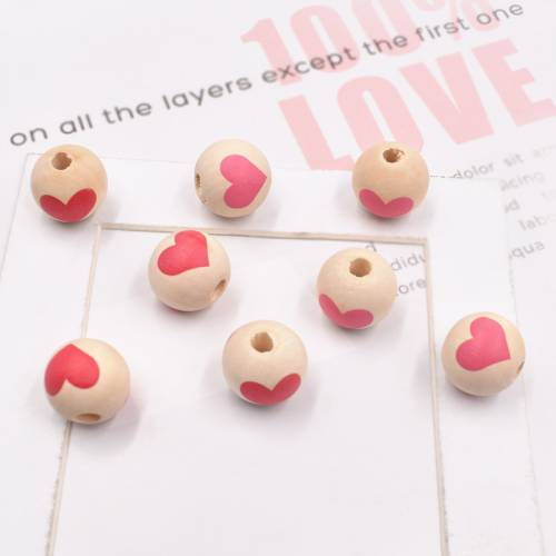 New DIY Jewelry Accessories 16mm Color Wooden Beads Valentine‘s Day Love Wooden Beads Loose Beads