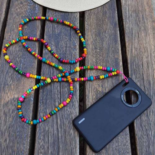 New Gray String Chain Wood Beads key chain Lanyard For Girls Phone Necklace Strap Lanyard for Keys