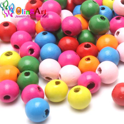 OlingArt 7MM/8MM Natural Colorful Wooden Round Beads Children‘s Jewelry Making Toys DIY Crafts Decor Accessories