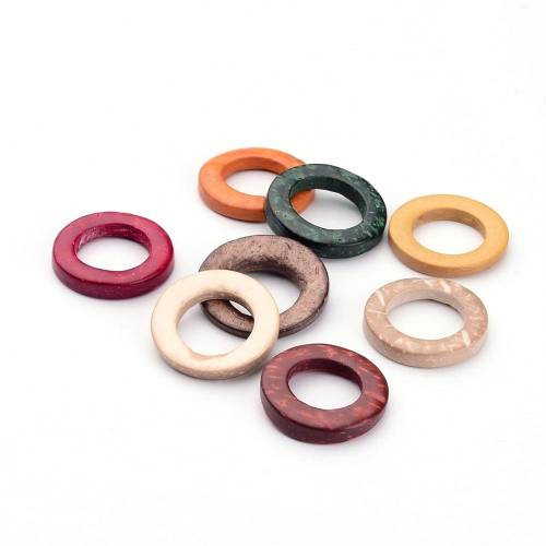 Pandahall 200 pcs Dyed Wood Coconut Linking Rings Findings For Necklace Earrings Women Jewelry Making Mixed Color 20~23x2~5mm