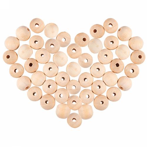 PandaHall Elite 100 Pcs 18mm (7/10 Inch) Natural Unfinished Wood Spacer Beads Round Ball Wooden Loose Beads for Crafts DIY Jewelry Making