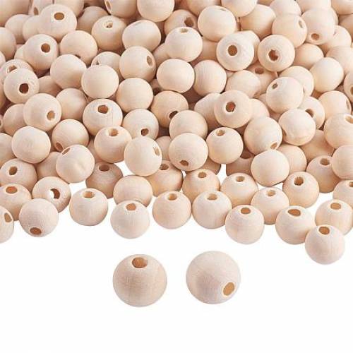 PandaHall Elite About 500pcs 10mm Natural Round Wooden Beads Assorted Round Wood Ball Loose Spacer Beads for DIY Jewelry Craft Making Home...