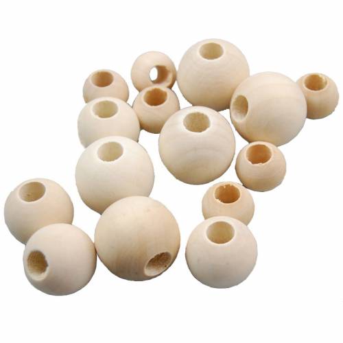 Round Natural Wood Loose Big Hole Beads 8mm 10mm 12mm 15mm 20mm 25mm 30mm 40mm 50mm for DIY Crafts Jewelry Bracelet Making