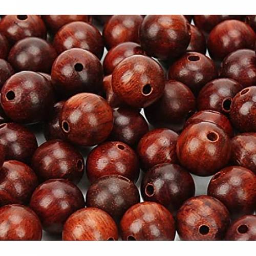 SUNNYCLUE Natural Wood Beads - Round - Coconut Brown - 75~8mm - Hole: 1mm; 200pcs/box