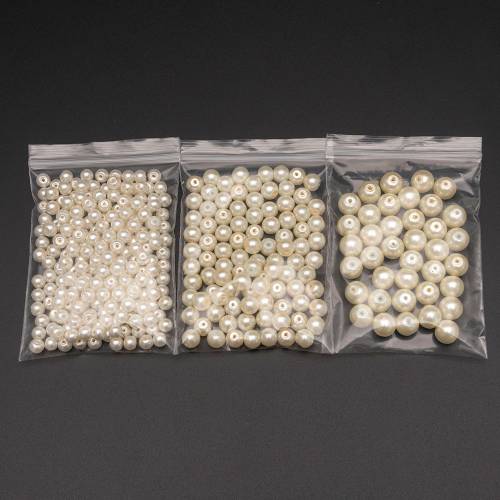 100pcs/Bag Wholesale 6 8 10mm Imitation Pearls Acrylic Straight Hole Round Spacer Loose Beads For Jewelry Making Diy