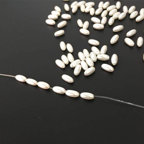 200pcs/lot 5x9mm Rice Shape White Imitation Pearls Beads Crafts Decoration for DIY Bracelet Necklace Jewelry Making Accessories