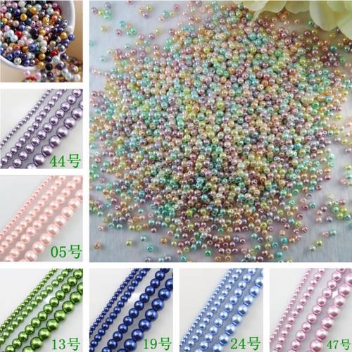 4/6/8/10/12/14mm Mixed colors Many colour Glass Pearl beads Round Loose Imitation Pearls Bead earring diy Jewelry Making Beads
