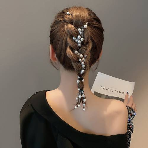 Hair Accessories Headband Side Fringed Barrette Hair Accessories Imitation Pearl Braid Hair Accessories for Women 2022