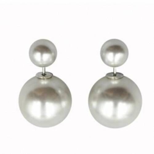 Imitation Pearls Stud Earring For Women Simple Design Asymmetric Double-Sided White Pearl Earring Fashion Jewelry