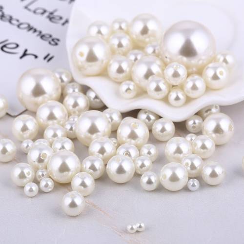 Multi Size 3-16mm Ivory Round Imitation Garment Pearl With Holes For DIY Art Necklace Fashion Jewelry Making Accessories 3-30mm