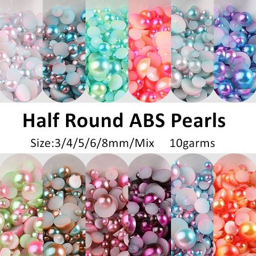 Multi Size 3-8mm Mermaid Gradient Half Round ABS Pearl Beads Flatback Imitation Resin For Jewelry Making Diy Nail Art Scrapbook