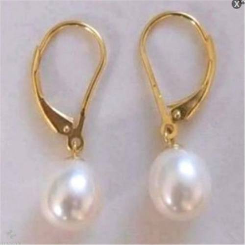10-11mm natural white south sea pearl earring 14k gold flawless sweater hand-made Gold hooks teardrop