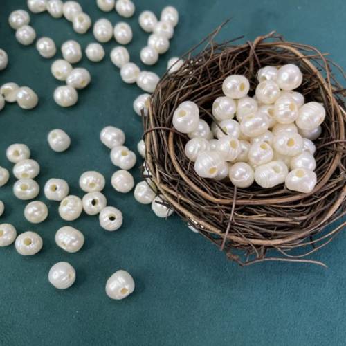 10 pieces/pack 8-9mm Natural Pearls Beads Large Hole Freshwater Pearl White Near Round Loose Bead for Jewelry Making DiY