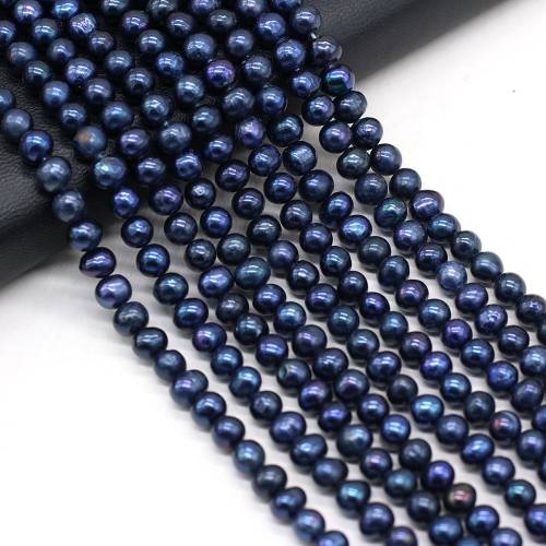 100% Natural Freshwater Pearl Beads Black Round Loose Beaded For Jewelry Making DIY Charms Bracelet Necklace Accessories 36cm