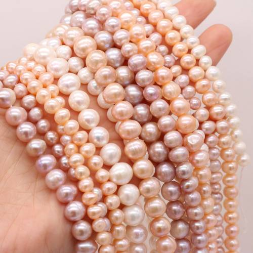 100% Natural Freshwater Pearl Beads Round Grade AA Loose Hole Bead for Jewelry Making Women Exquisite Necklace Bracelet Gifts
