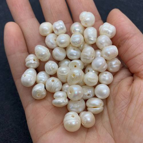 100pcs 5-15mm White Natural Freshwater Pearl Loose Beads Large Hole Rice Near Round Potato-shaped Bead Jewelry Making Accessory