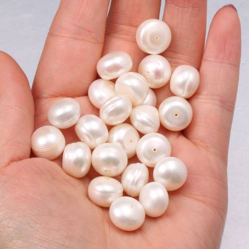 10pcs Natural Freshwater Pearl Beads 11-12mm Half-Porous Round Pearl Loose Beads for DIY Necklace Bracelet Jewelry Accessories