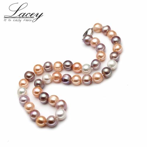 11-12mm big round freshwater pearl strand necklace - multi color natural pearl necklace for women