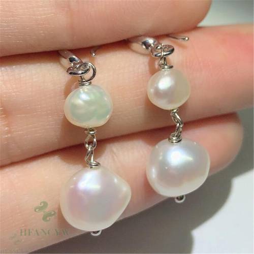 11-12mm Natural Baroque Freshwater Pearl Earrings DIY Jewelry Luxury Earbob Classic Light Irregular Real Mesmerizing