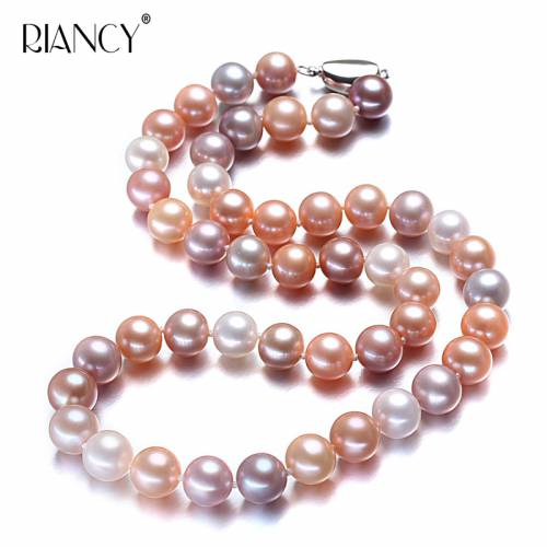 11-12mm natural freshwater pearl necklace for women - multicolor good luster bridal round big pearl necklce