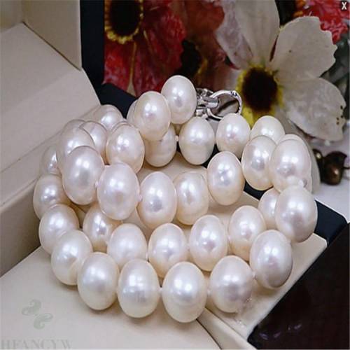 11-12mm natural white south sea pearl necklace 16 inch oversized AAA+ Party Mesmerizing Chic Real Clasp Cultured Gift Handmade
