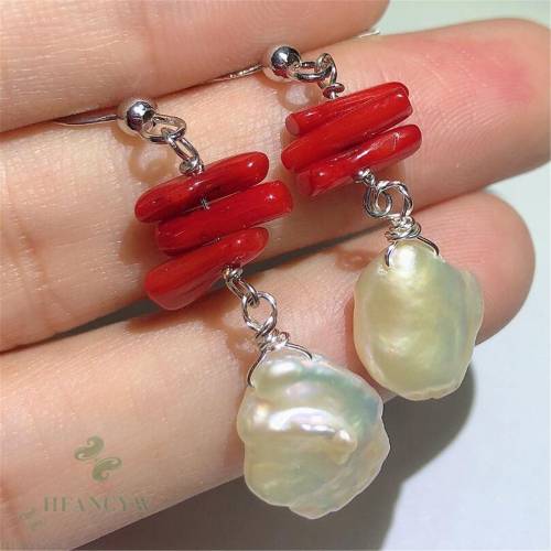 13-14mm Natural Baroque Freshwater Pearl Earrings Accessories Light Pendant Mesmerizing Earbob