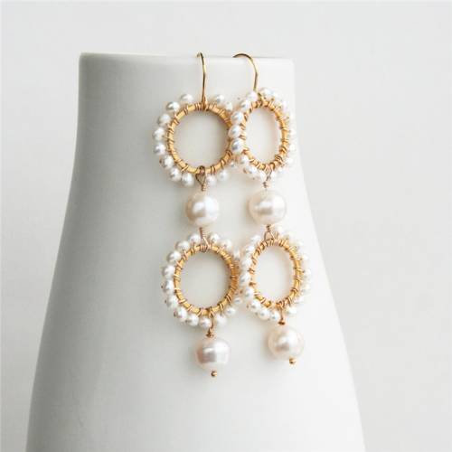 14K Gold Filled Earrings Natural Baroque Pearl Earrings Circle Pendientes Handmade Jewelry Oorbellen Brinco Women Earrings